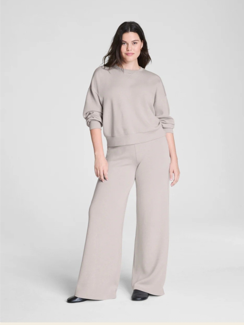 SPANX Air Essentials Wide-Leg Knit Pants in French Grey